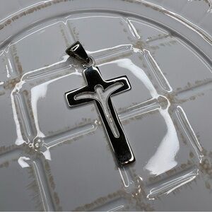Sterling Silver Cutout Cross Pendant 925